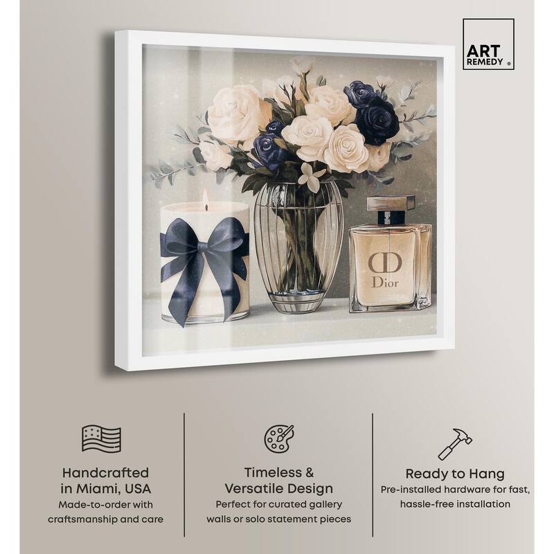 Ivory Perfume Flowers in Vase Shadowbox by Art Remedy