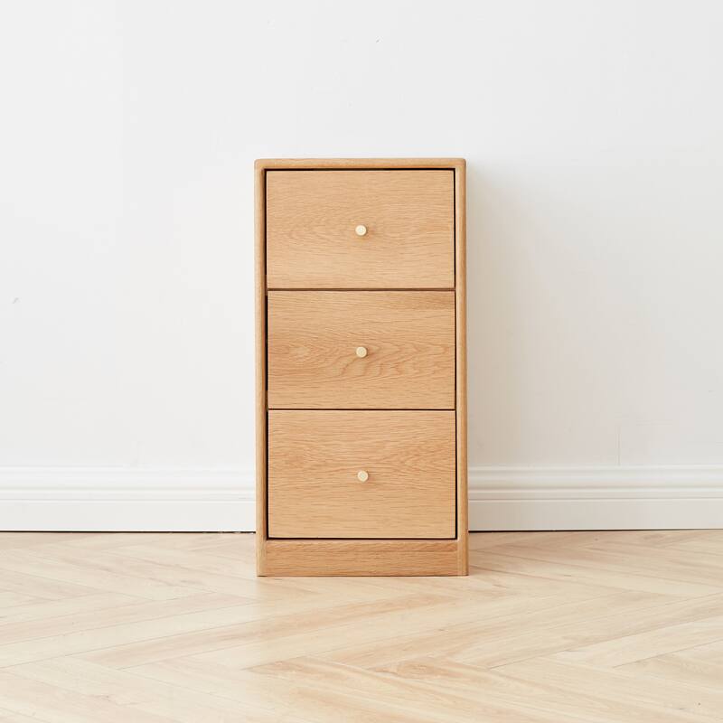 Solid Oak Bedside Table Storage Cabinet for Living Room - Free-Standing Corner Cabinets Storage Table