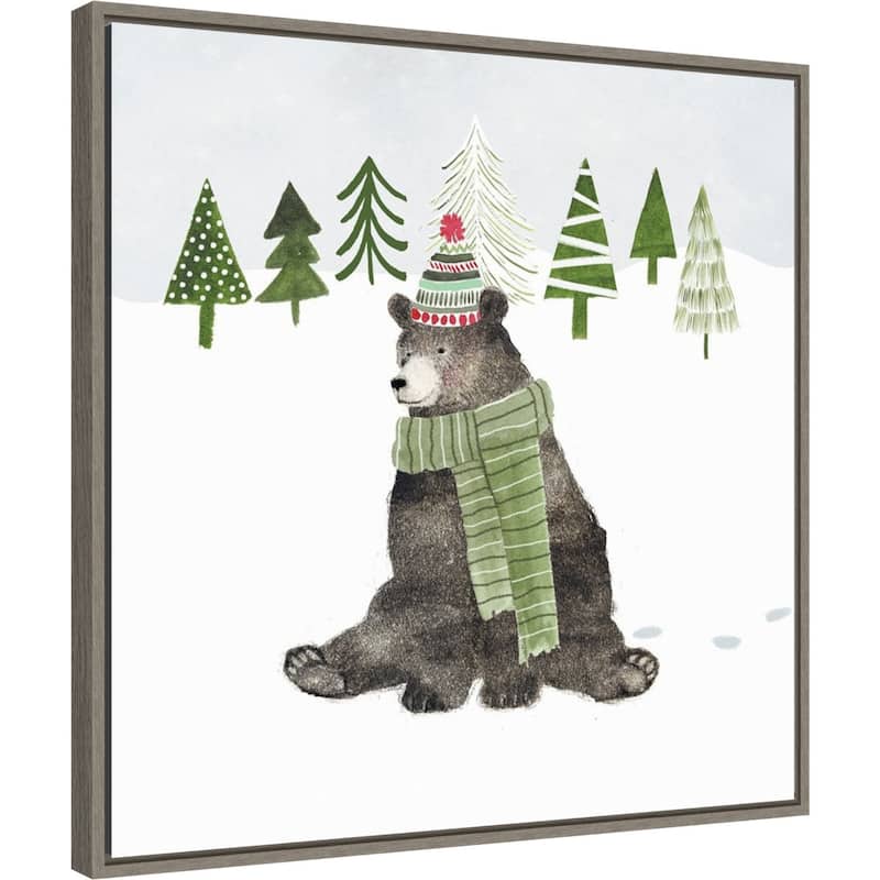 Woodland Christmas IV by Victoria Borges Canvas Art Framed - 22 x 22 in
