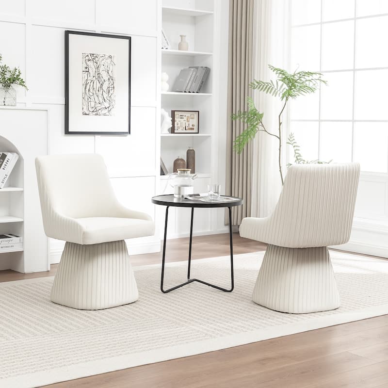 SEYNAR Modern Velvet 360 Degree Swivel Armless Dining chair Set of 2