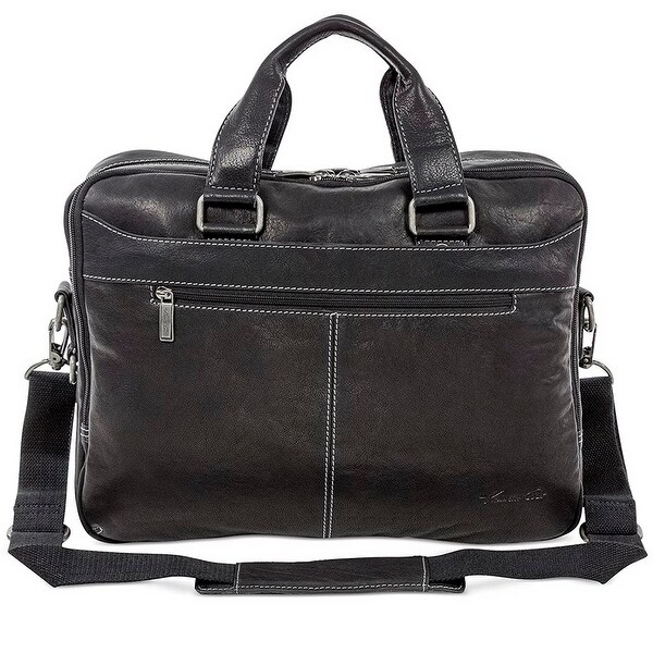 leather briefcase with luggage strap