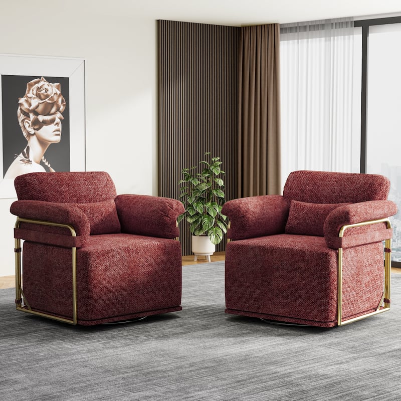 360 Degree Square Swivel Accent Sofa Chair for Living Room