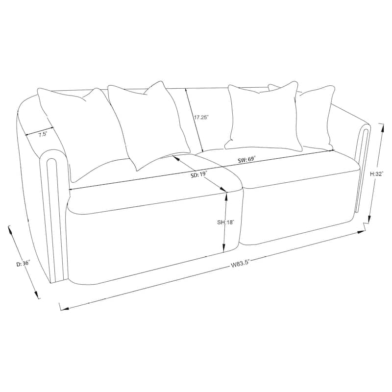 Townsend Chenille Upholstered Rolled Arm Sofa Latte - N/A