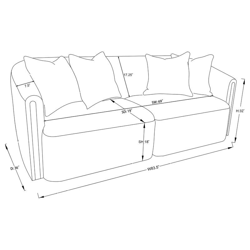 Townsend Chenille Upholstered Sofa Set Latte