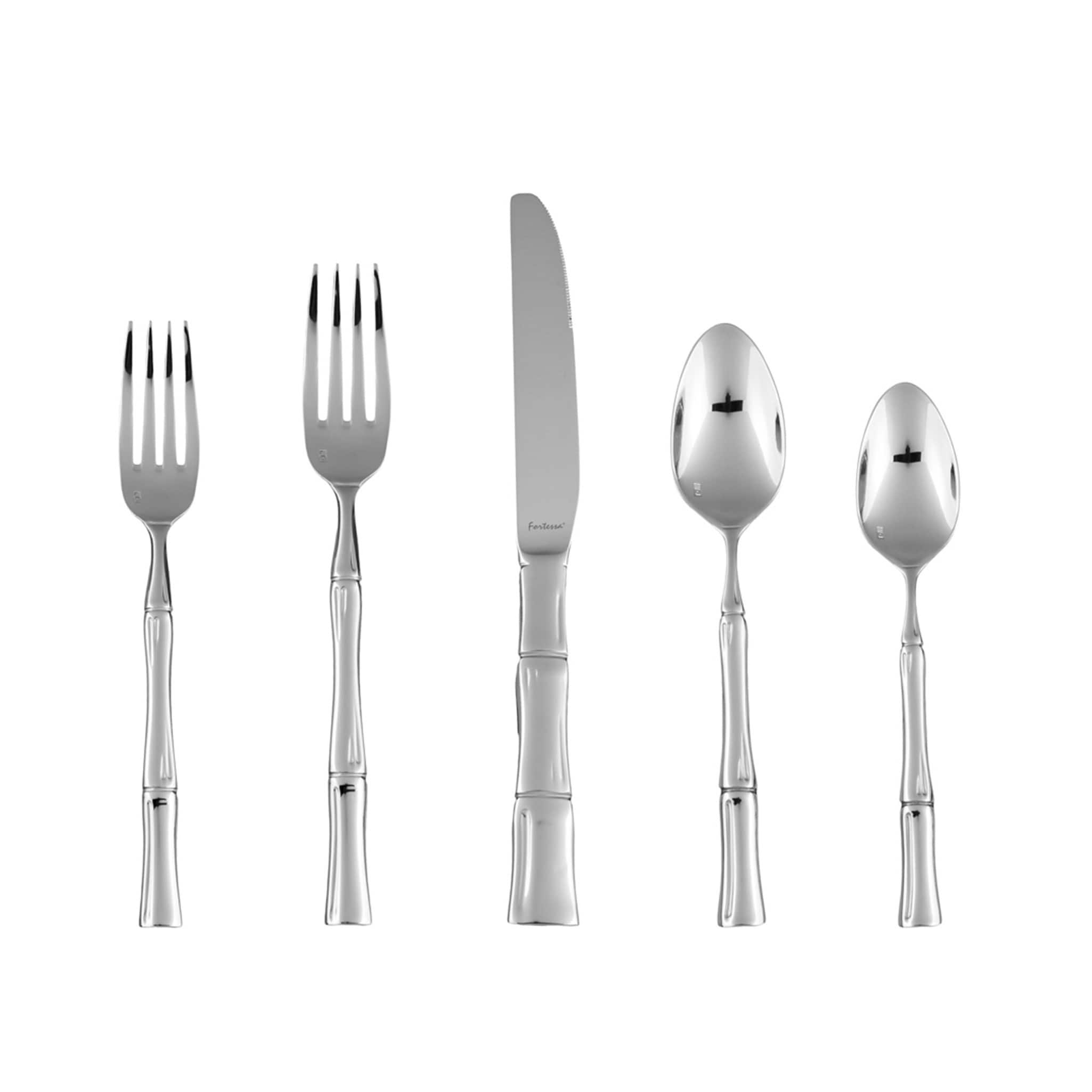 Fortessa Royal Pacific PVD 18/10 Stainless Steel, 5 Piece Flatware Set (Service for 1), Brushed Champagne