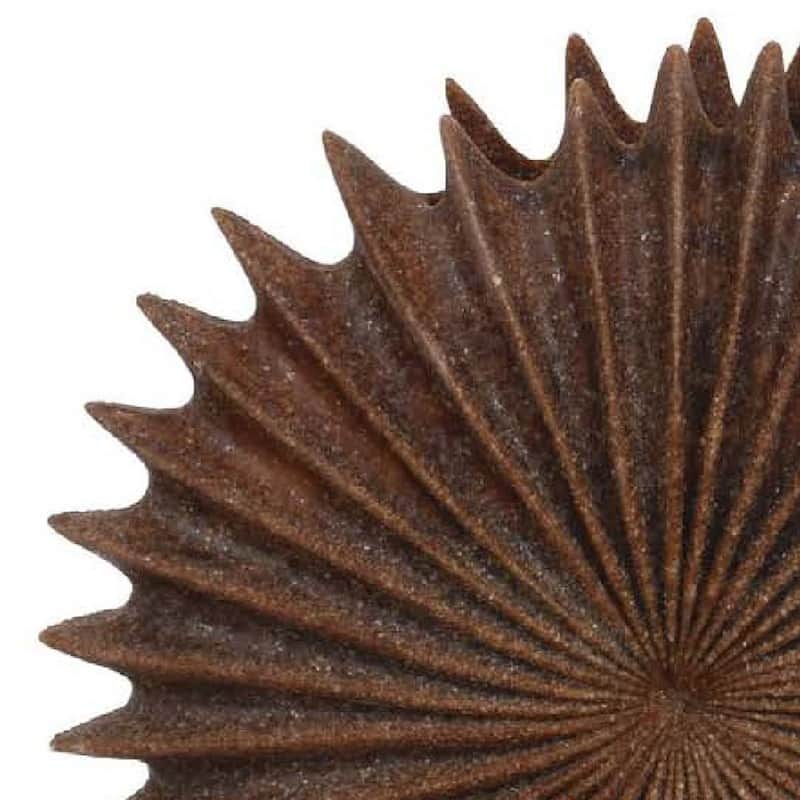 Accent Vase, Dark Brown Resin, Sunburst Pattern Textured, 14 Inch