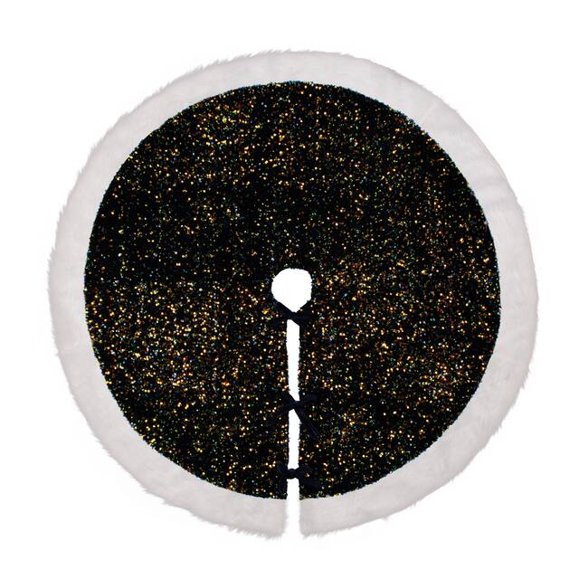 Glitzhome 48"D Sequin Christmas Tree Skirt - Navy Blue