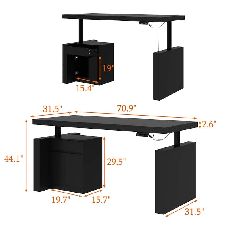 Stylish Black Electric Height-Adjustable Desk Standing Desk Computer Desk: Modern and Functional Workspace Essential
