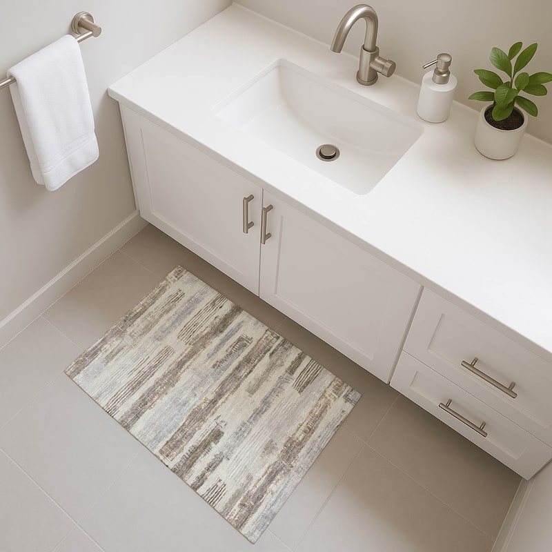 Premium Washable Super Soft Abstract Stripes Mayfield Rug - Linen - 1'8" x 2'6"