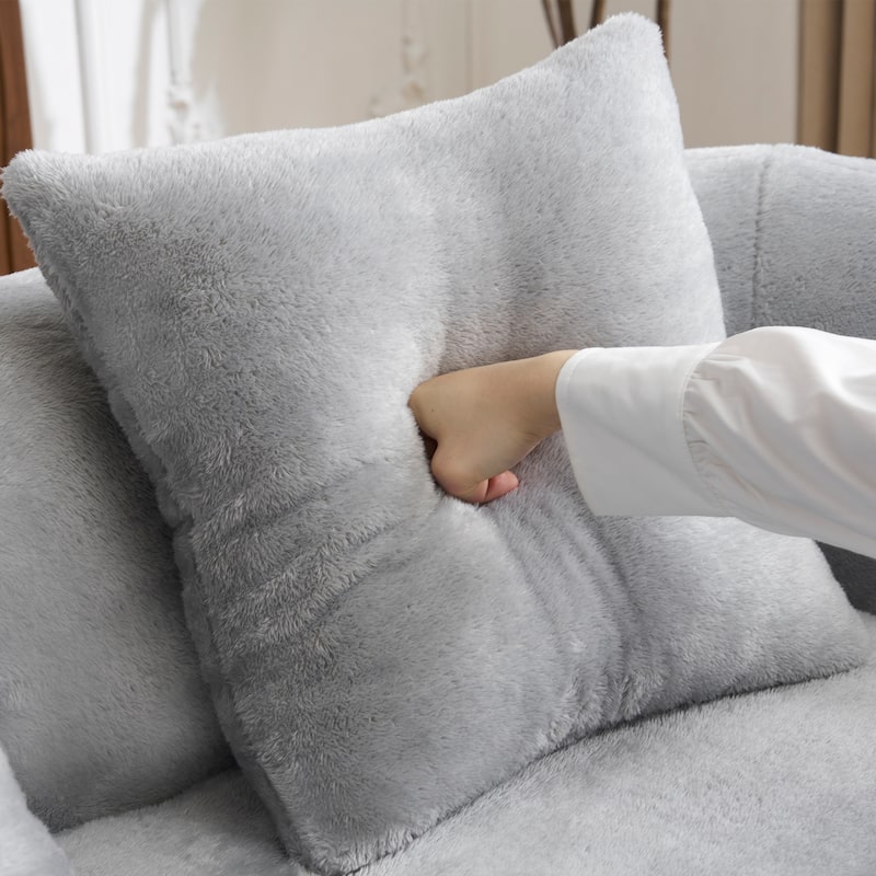 Full Compression L-Shape Sectional Sofa With Curved Chaise, Beige Modular Chenille Couch,High-Density