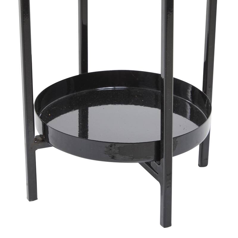 Metal Indoor Outdoor Planter with Lower Shelf and Removable Stand - Set of 2 Black - CosmoLiving by Cosmopolitan