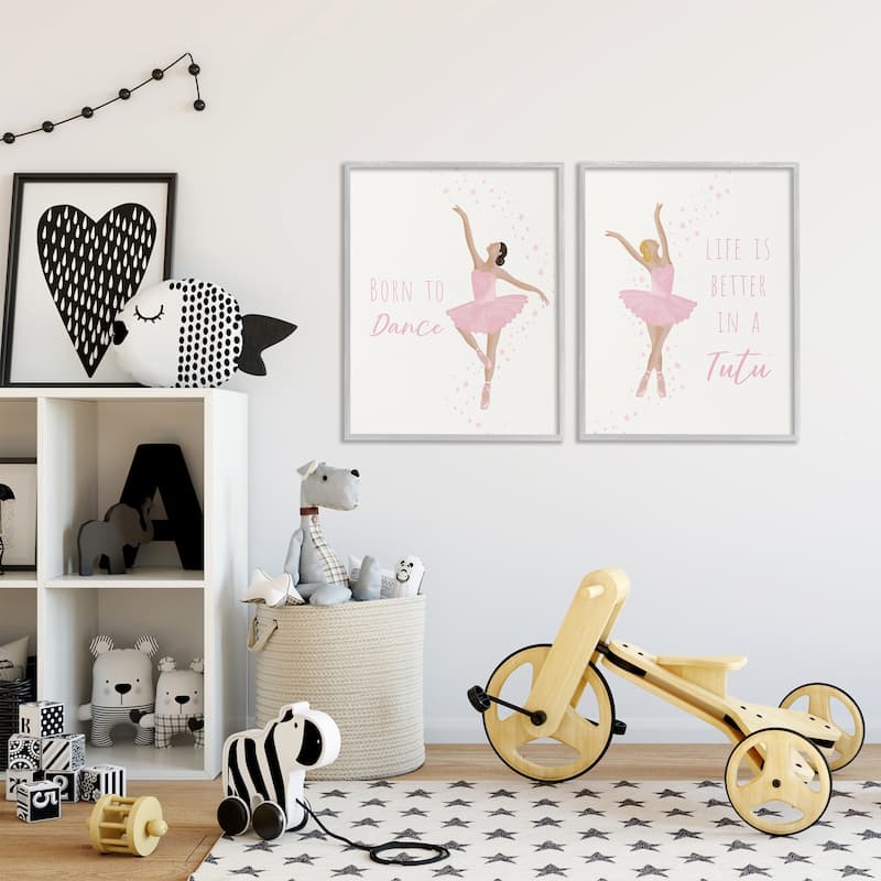 Stupell Inspiring Ballerina Sentiments Framed Giclee Art Design By Chen Alyesh (Set of 2)