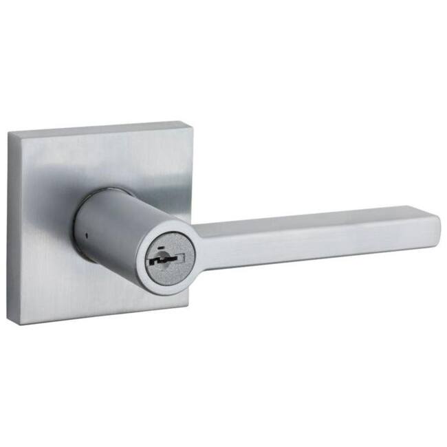 Kwikset Halifax Single Cylinder Keyed Entry Door Lever Set with Square - Satin Chrome