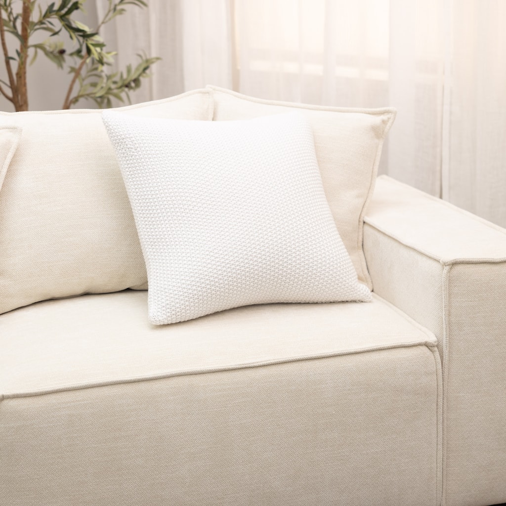 Eddy White Cotton Throw Pillow