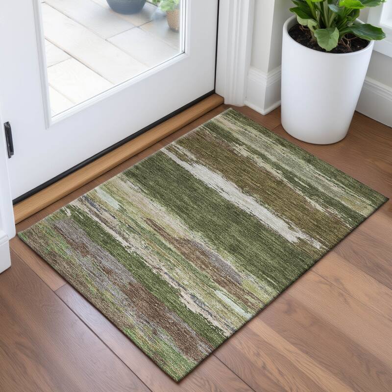 Premium Washable Super Soft Abstract Ombre Mayfield Rug - Olive - 1'8" x 2'6"
