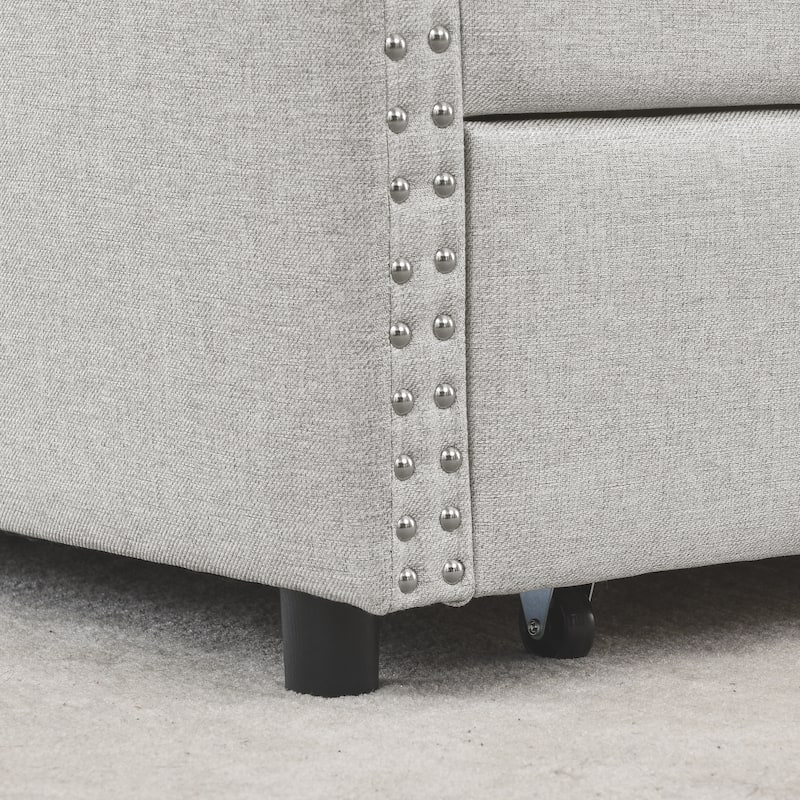 Queen Size Daybed with Drawers Upholstered Tufted Sofa Bed