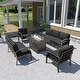 preview thumbnail 83 of 144, Aluminum Patio Outdoor Sectional Sofa Set with Fire Pit, Swivel Rocking Chairs and Ottomans