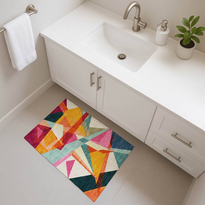 Premium Washable Super Soft Abstract Geo Mayfield Rug - Ivory - 1'8" x 2'6"