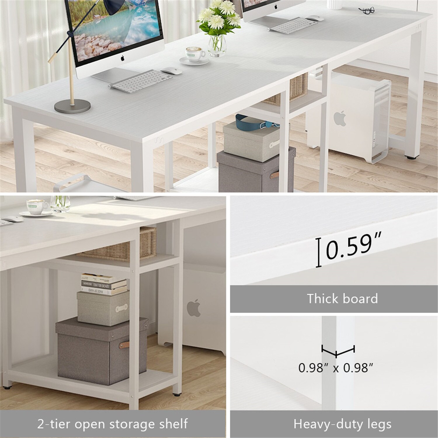 Two person online desk white