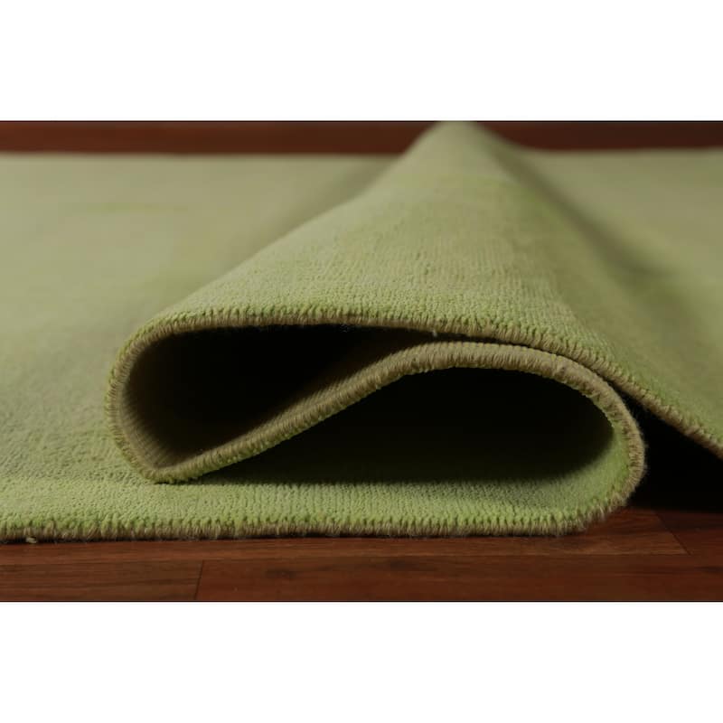 Hand Knotted Oriental 100% Wool Carpet Modern Solid Green Gabbeh Area Rug - 13' 11'' X 9' 10''