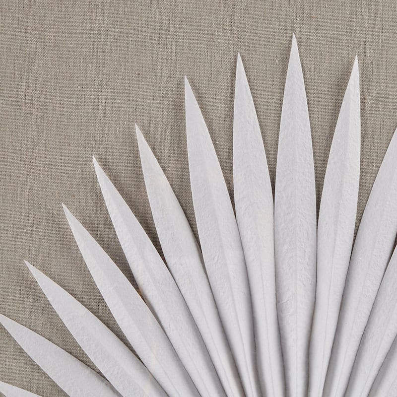 Roomfitters 3-Piece Framed Rice Paper Palm Leaf Shadowbox Wall Decor Set, White Coastal Botanical Art for Living Room