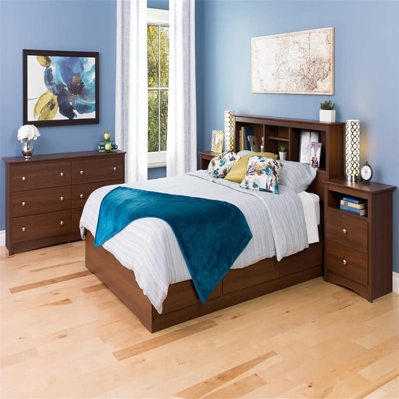 2 Drawer Nightstand Simple Black