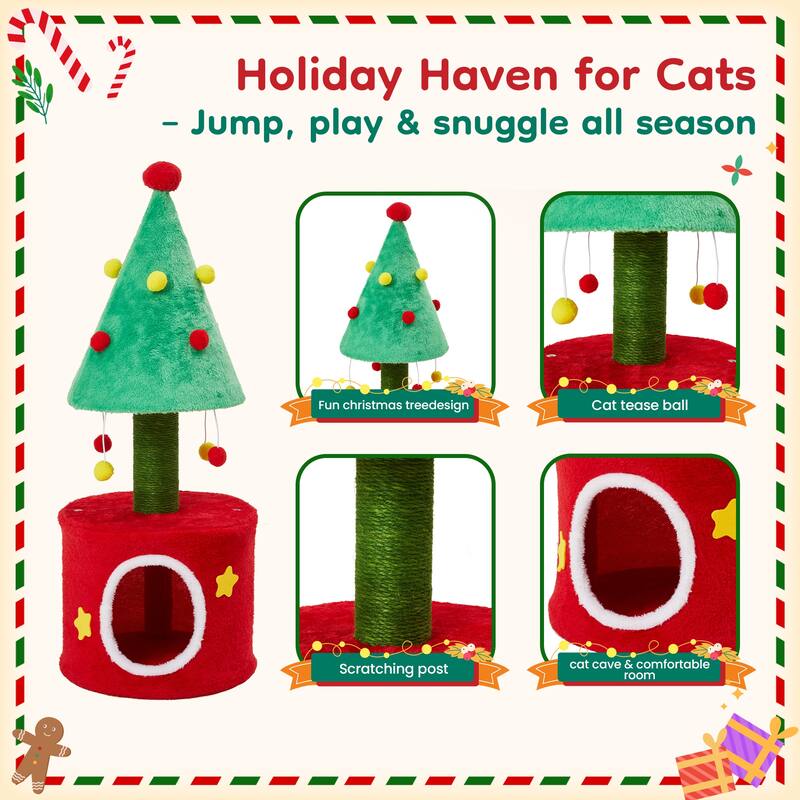 Christmas Cat Tree Tower for Indoor Cats - Green