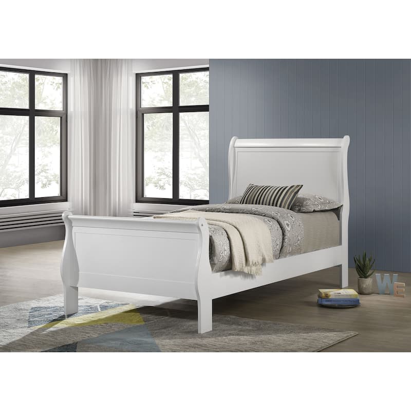 Louis Philippe Sleigh Panel Bed White