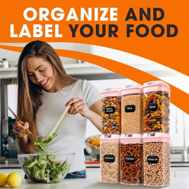 Cheer Collection Set of 6 Uniform Size Airtight Food Storage Containers