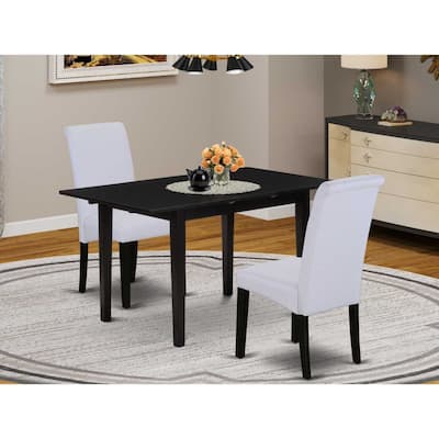 HomeStock 3-Piece Black Finish Rectangular Solid Wood Top Dining Table Set
