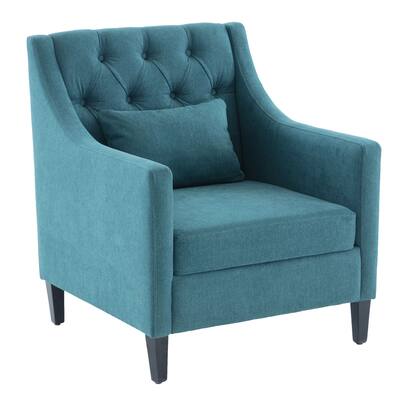 Elegant Living Room Chairs - Mid-Century Accent Armchair with Lumbar Pillow for Comfortable Reading & Chic Bedroom Decor