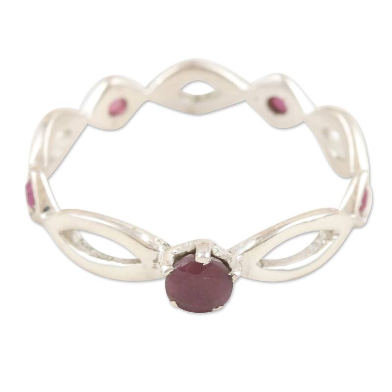 Novica Handmade Ruby Princess Ruby Band Ring - 5