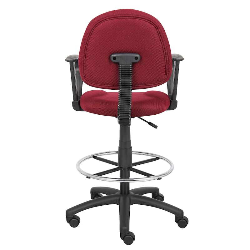 Boss Adjustable Black Loop Arm Drafting Stool with Wheel Casters