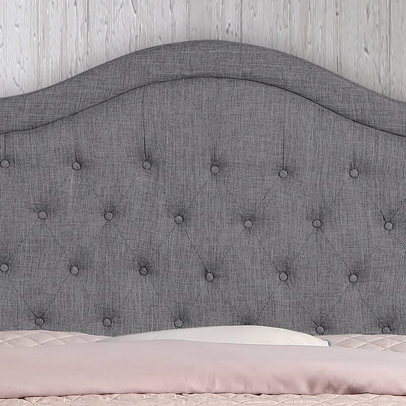 Moser Bay Adella Linen Upholstered Waved Top Tufted Bed Bed Bath