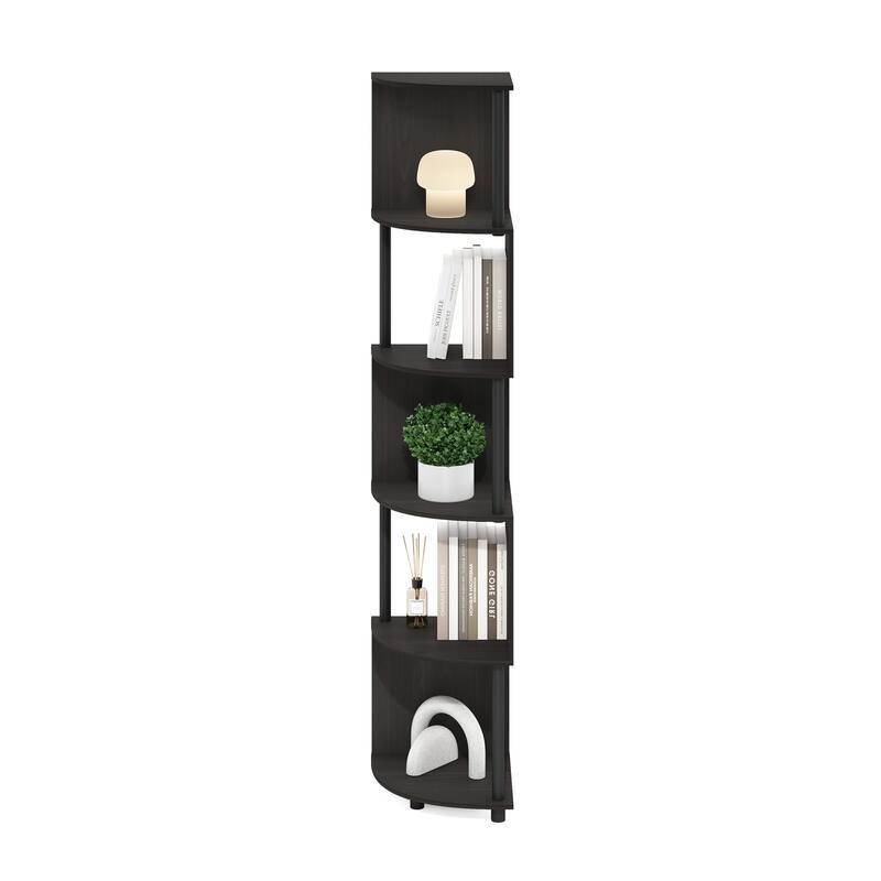71.26 in. Tall Espresso/Black Wood 5-Shelf Bookcase