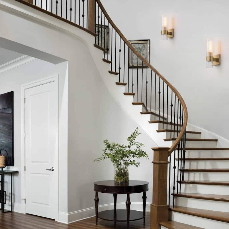 1-Light Modern Wall Sconce with Ribbed Glass Shade