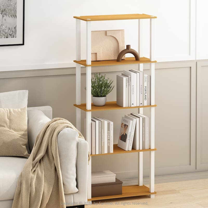 3 Tiers Wood Household Shelving Unit in Beech/White (23.6 in. W x 29.5 in. H x 11.4 in. D), Set of 2 - 23.6