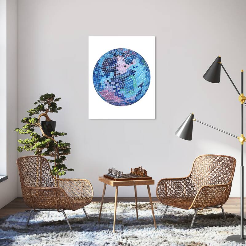 Wynwood Studio Abstract Disco ball IX Blue and Modern & Contemporary Wall Art Canvas Print - 36 x 30
