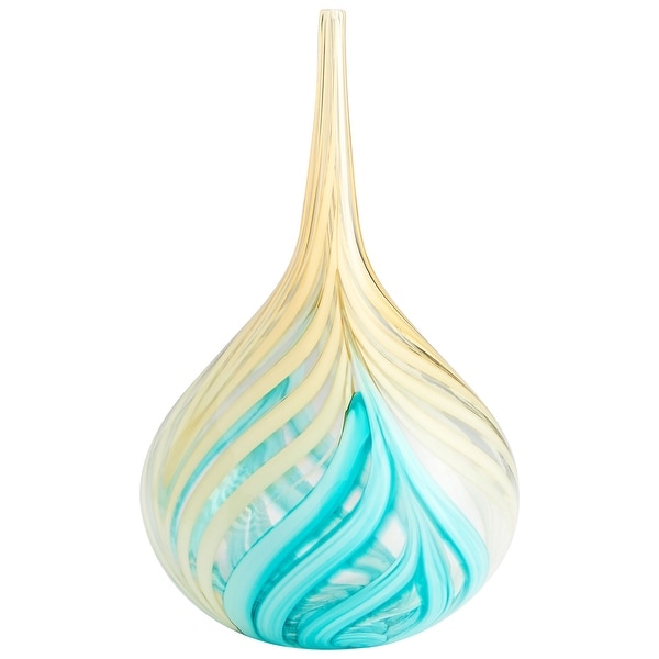 Cyan Design 10002 Parlor Palm 9-1/2" Diameter Glass Vase - Amber / Blue