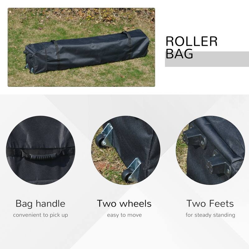 Outsunny 10' x 10' Pop Up Canopy Event Tent with 3-Level Adjustable Height, Top Vent Window Design and Easy Move Roller Bag