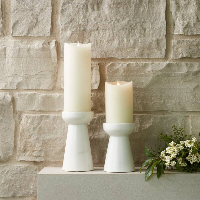 Tapered Marble Candle Holder - 6.25" - Set of 2