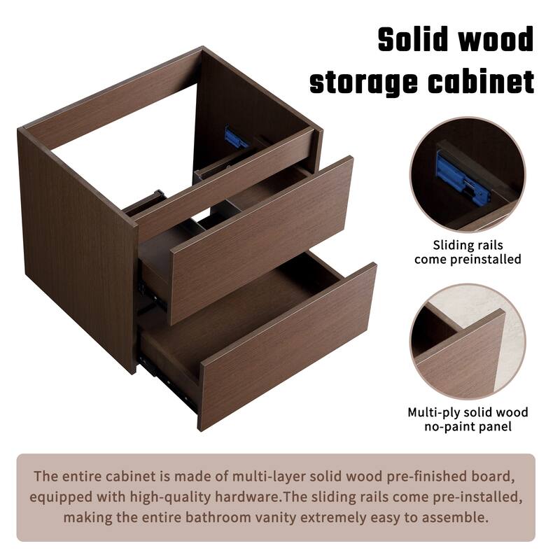 GDFStudio - Lucas Wall-Mounted Bathroom Vanity with Ceramic Sink and Floating Storage Cabinet Design