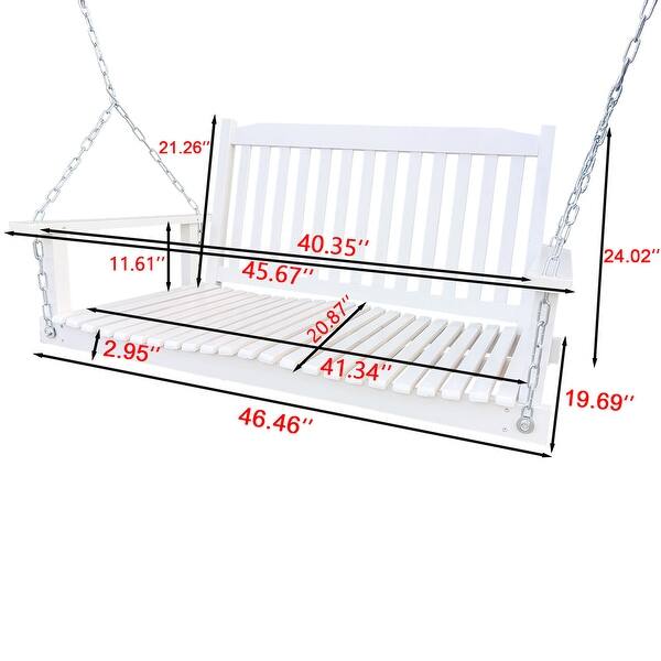 White Wood Bench Swing with Hanging Chains for Outdoor Patio - Bed Bath ...