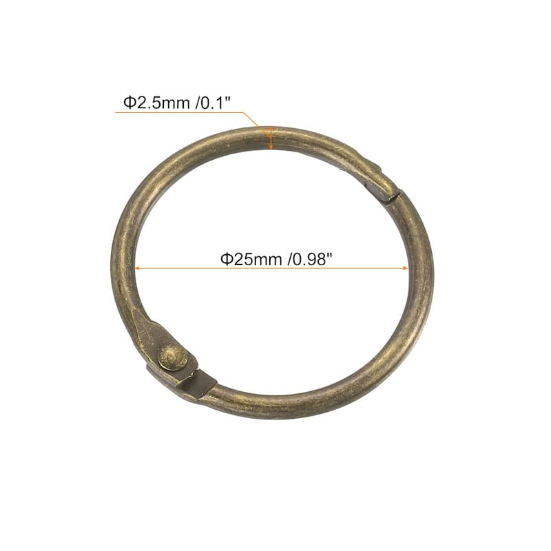 Shower Curtain Rings, 24pcs Loose Leaf Binder Rings - Bronze - 1 Inch