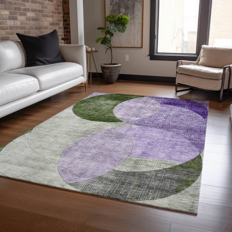 Machine Washable Indoor/ Outdoor Contemporary Deco Chantille Rug - Lavender - 8' x 10'