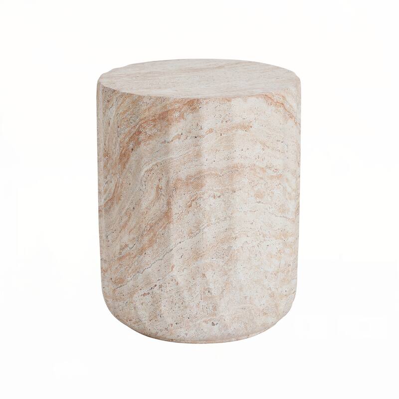 Outdoor/Indoor Lightweight Concrete Side Table,Cylinder Accent Table
