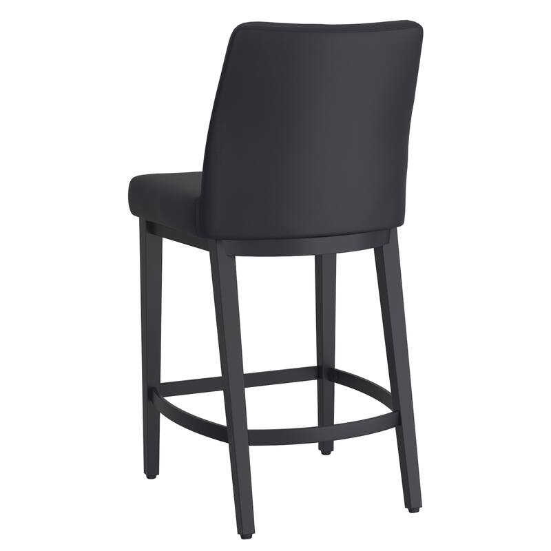 Modern Faux Leather and Metal 26" Counter Stool, Set of 2 - Beige and Black