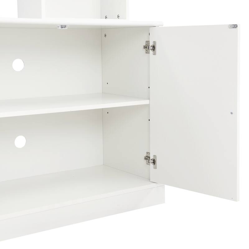 4-Piece Wall Unit Entertainment Center with Bookshelf for TVs Up to 70", Mid-Century Modern 97.4" TV Stand with Adjustable Shelf