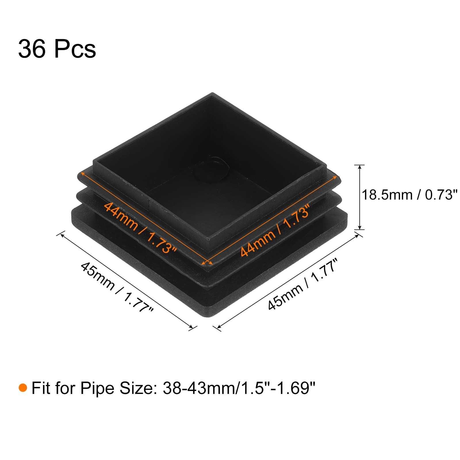 Plastic Plug Insert, Plugs End Cap Tube Cover for Metal Pipe Post Furniture Chair Legs - Black