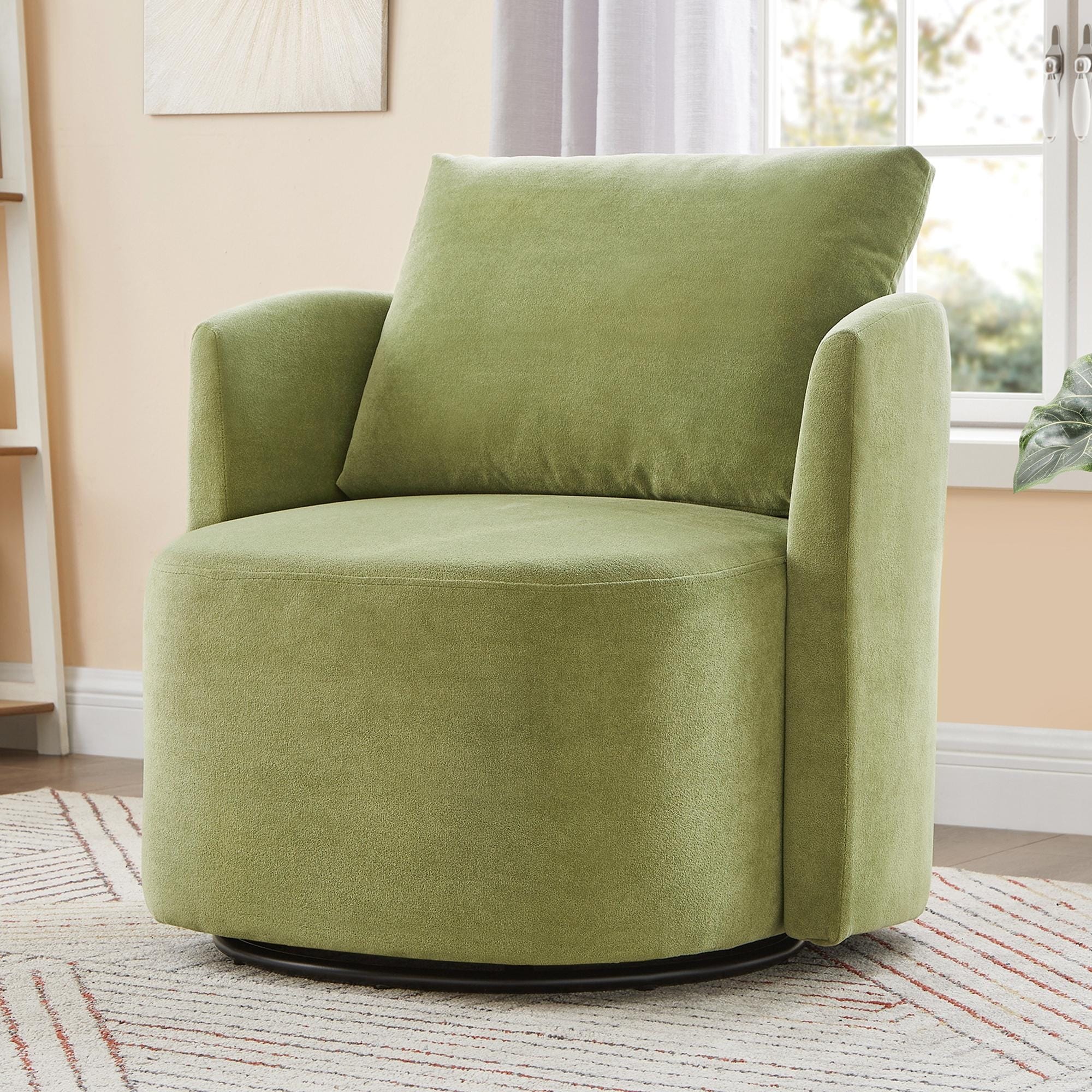 Chenille Swivel Barrel Chair